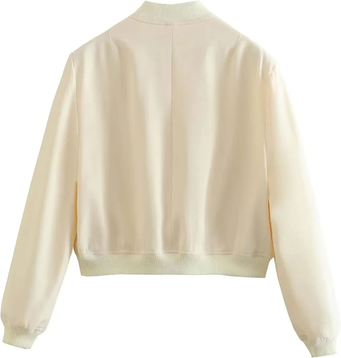 Bozanly Women's Stand Collar Button Down Cropped Shacket Jacket Solid Color Varsity Bomber Jackets 2025
