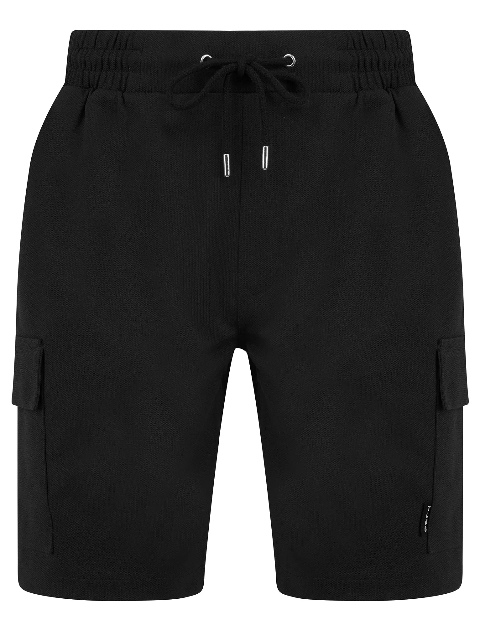 Brent Multi-Pocket Stretch Fabric Jogger Cargo Shorts in Jet Black - Tokyo Laundry