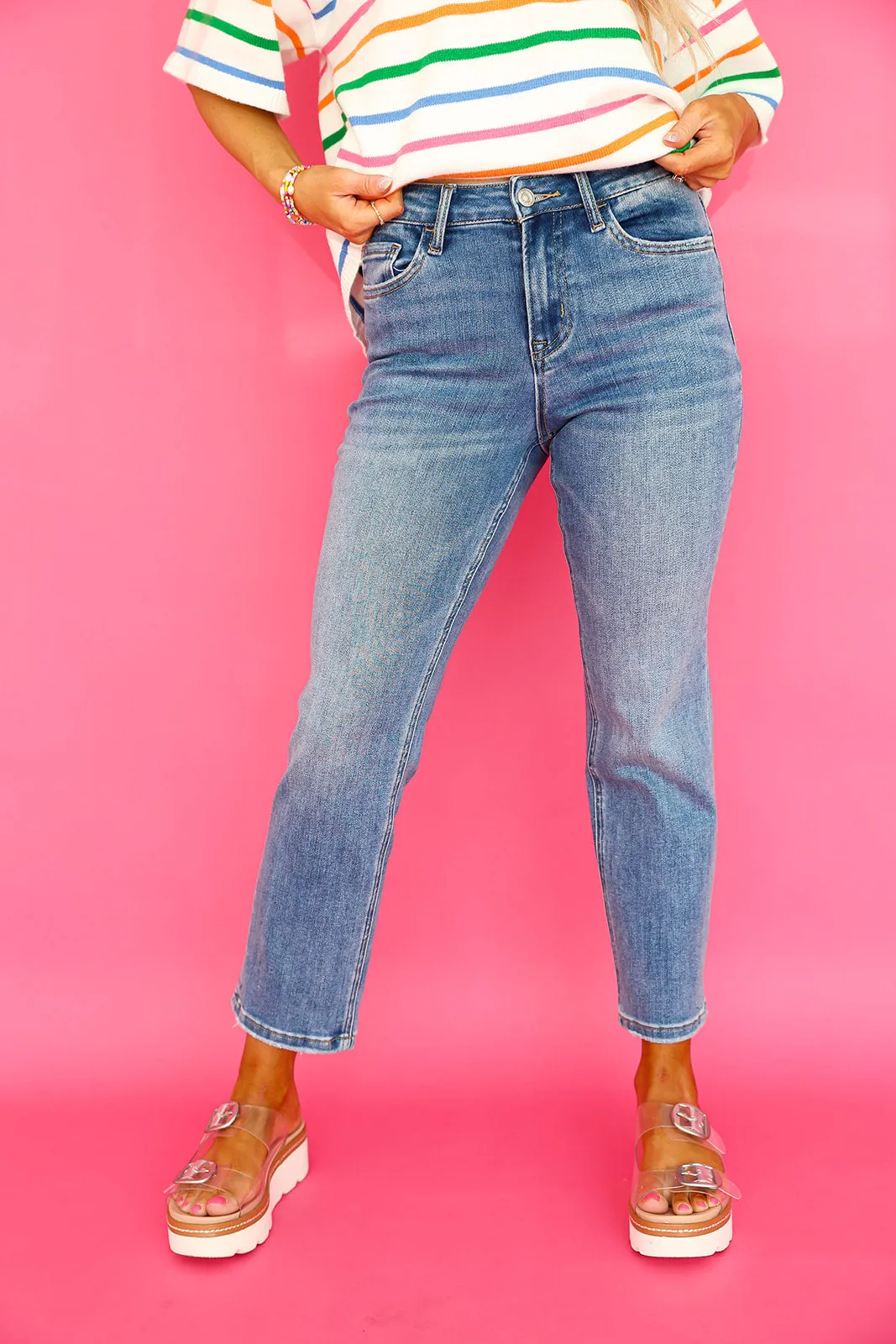 Brittany High Rise Straight Cropped Jeans-Medium
