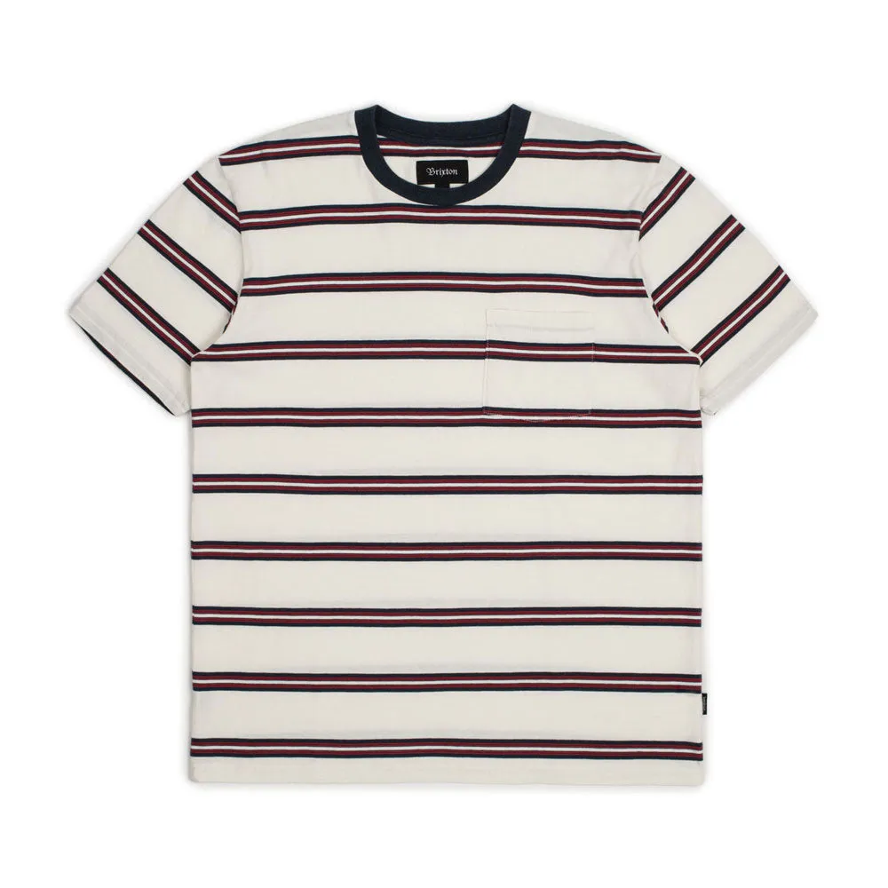 Brixton Hilt Washed Pocket T-Shirt White Navy Red