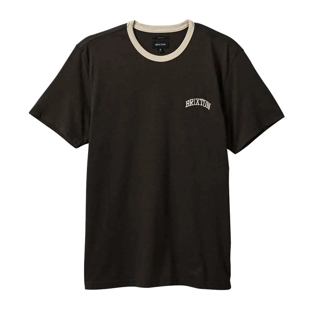 Brixton Varsity Ringer Tee - Washed Black Worn Wash
