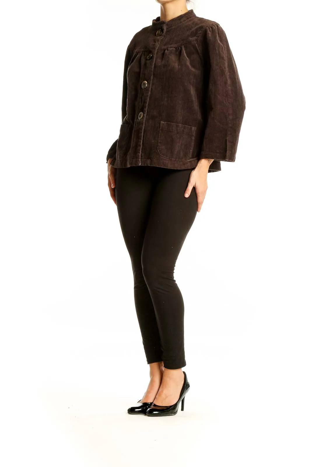 Brown Corduroy Button-Up Jacket