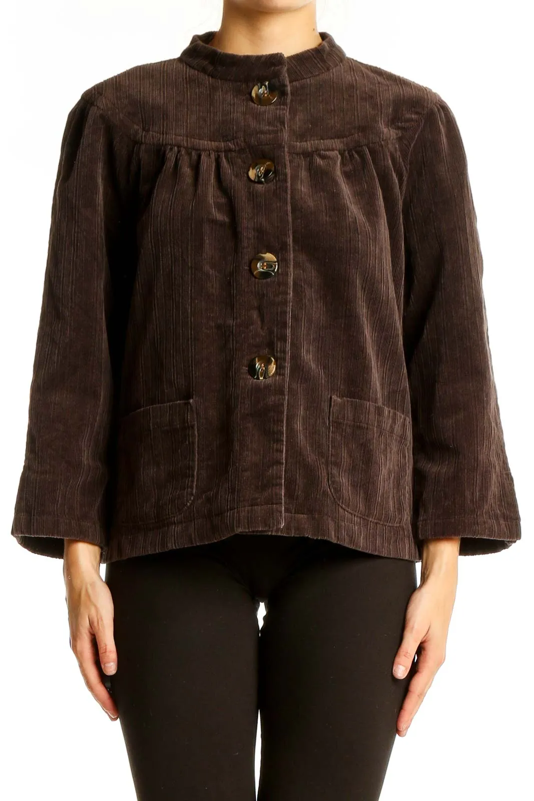 Brown Corduroy Button-Up Jacket