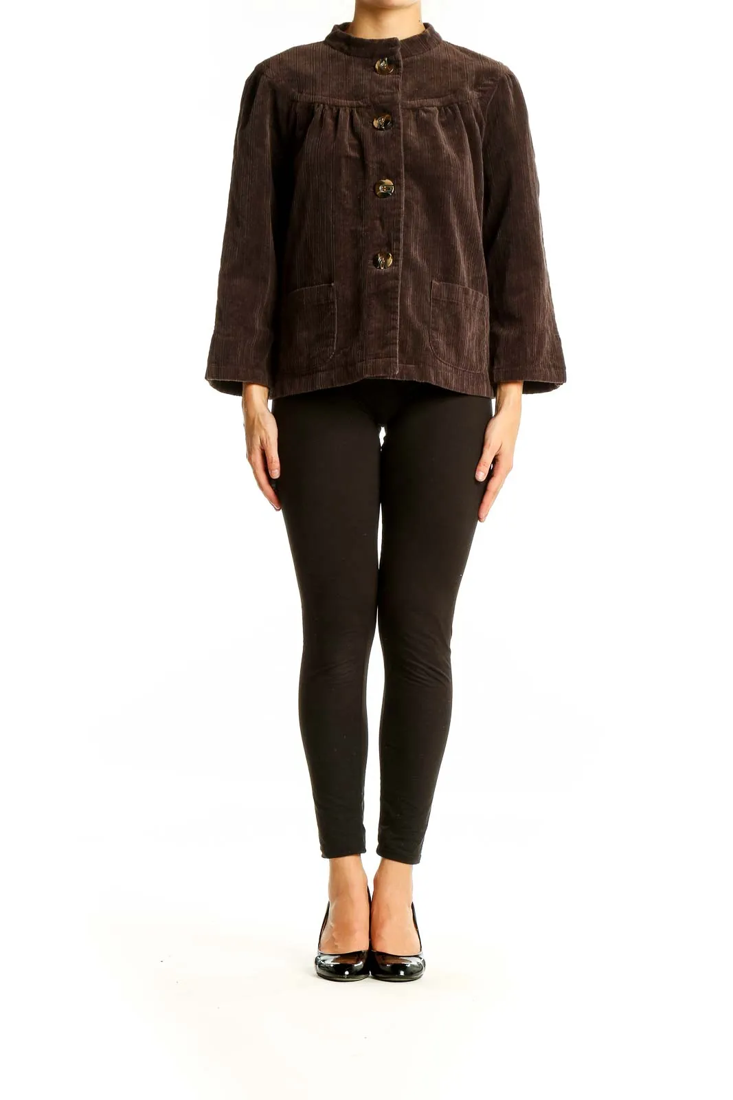 Brown Corduroy Button-Up Jacket
