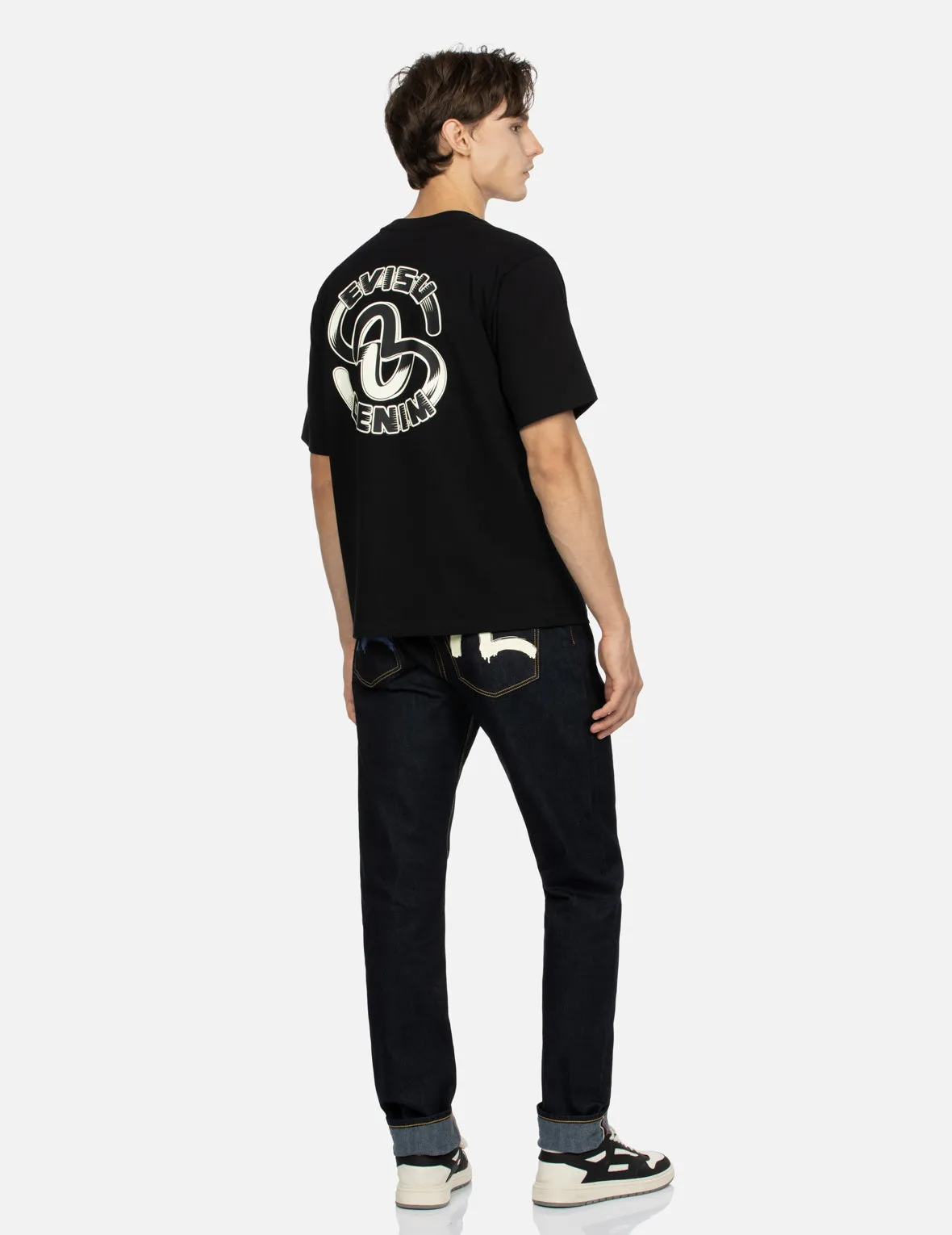Brushstroke Seagull Print Carrot Fit Selvedge Denim Jeans #2017