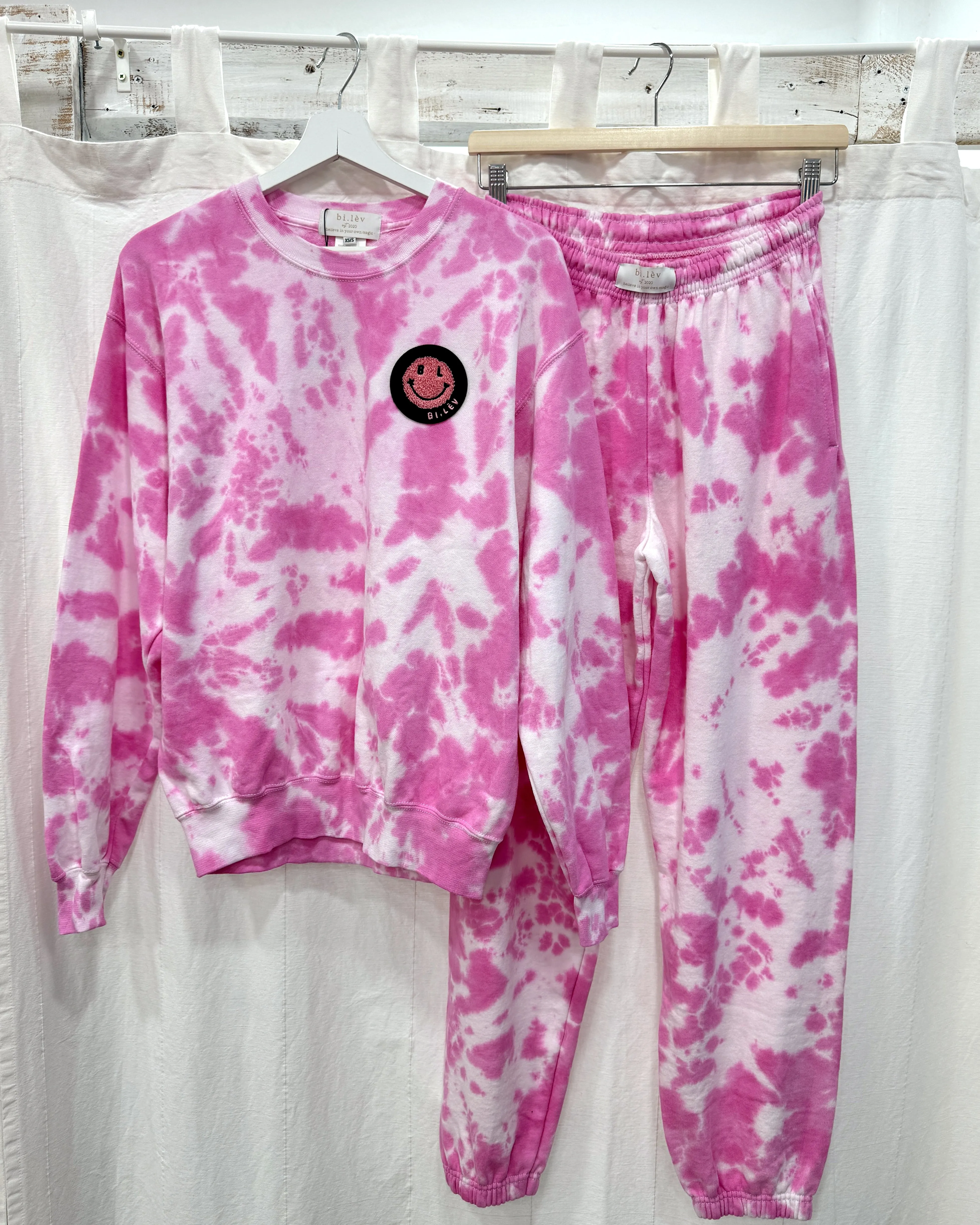 BUBBLE PINK tie-dye jogger pants