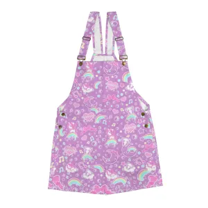 Bubbly Dreams Purple Unisex Shorts Overalls With Adjustable Straps And Pockets