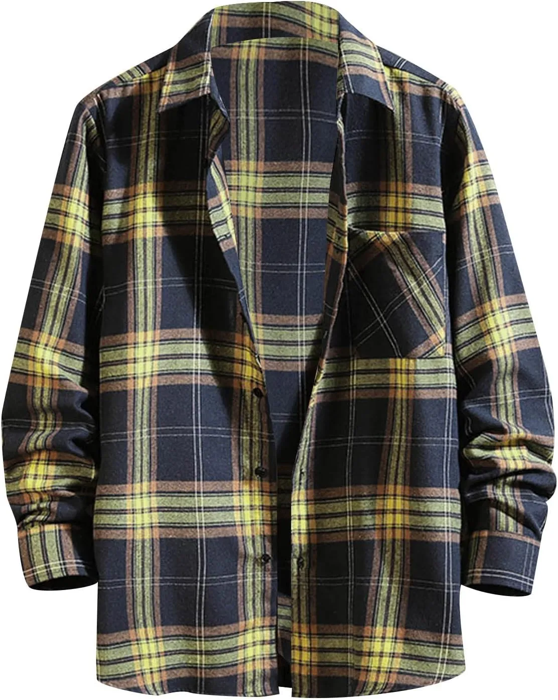 Buffalo Plaid Flannel Shirts Mens Button Down Long Sleeve Cotton Lumberjack Coats Western Cowboy Chequered Shirts