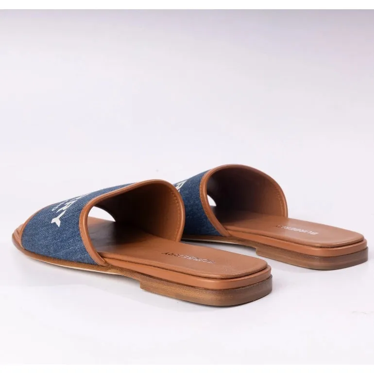 Burberry Carolyn Denim Logo Slide Sandals