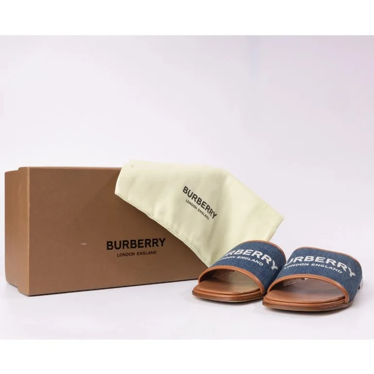 Burberry Carolyn Denim Logo Slide Sandals