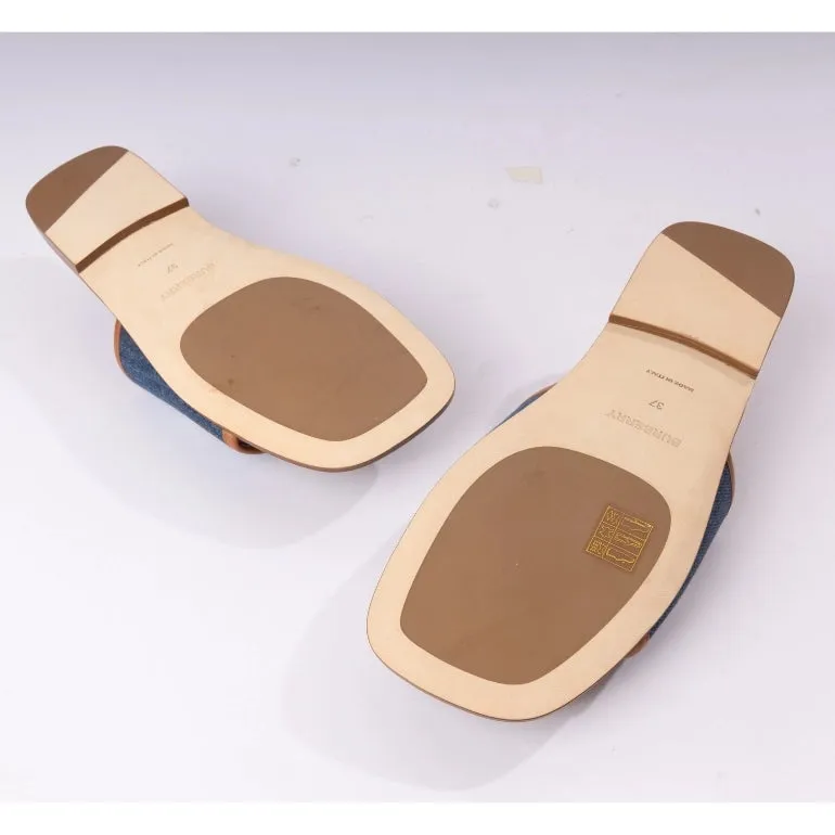 Burberry Carolyn Denim Logo Slide Sandals