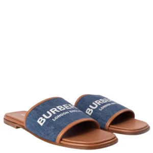Burberry Carolyn Denim Logo Slide Sandals