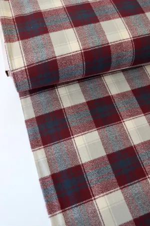 Burgundy/Navy/Ivory Plaid | Mammoth Flannel | Robert Kaufman