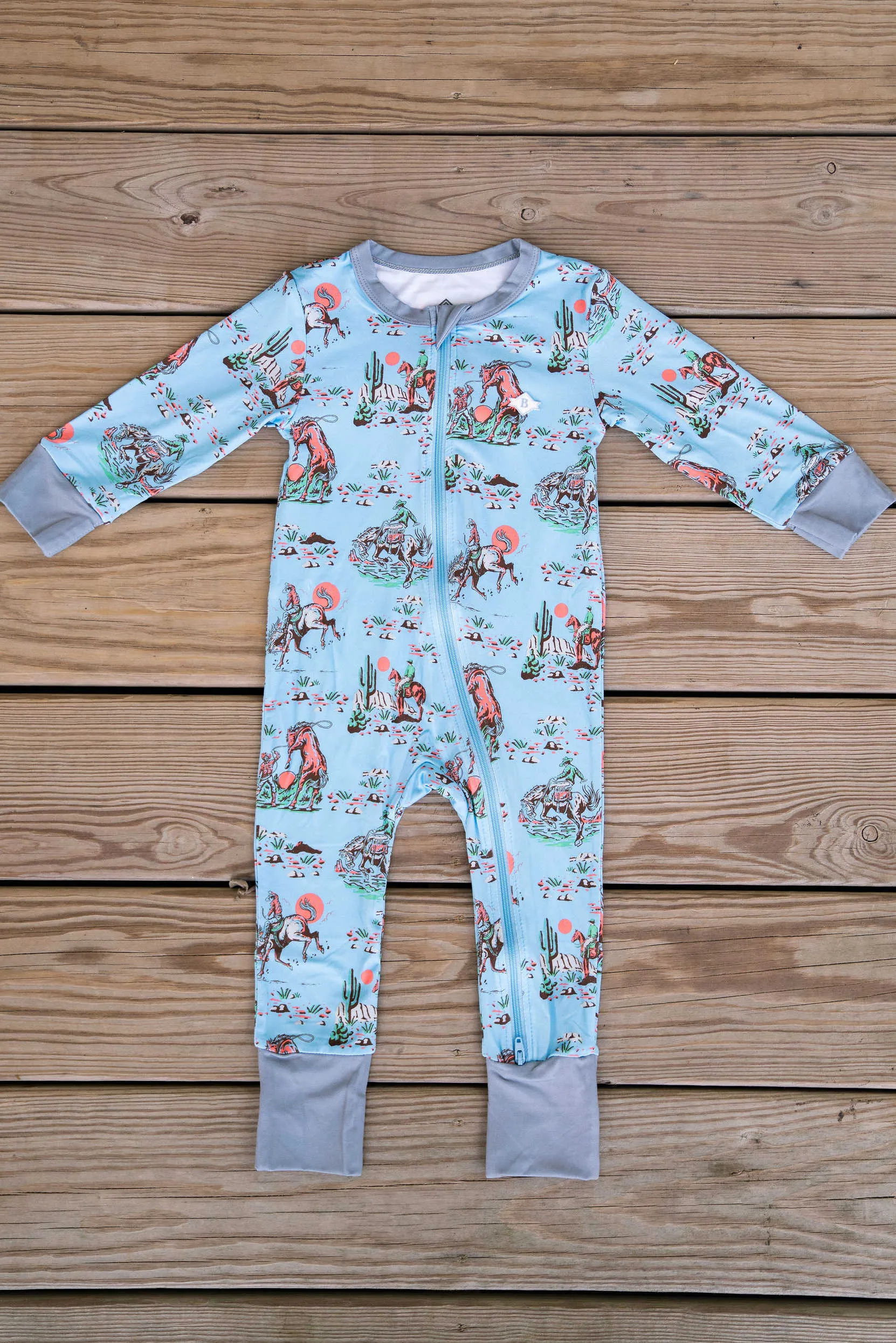 [Burlebo] Baby Zip Up - Cowboy Up Blue