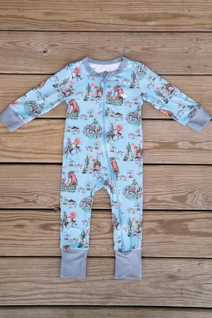 [Burlebo] Baby Zip Up - Cowboy Up Blue
