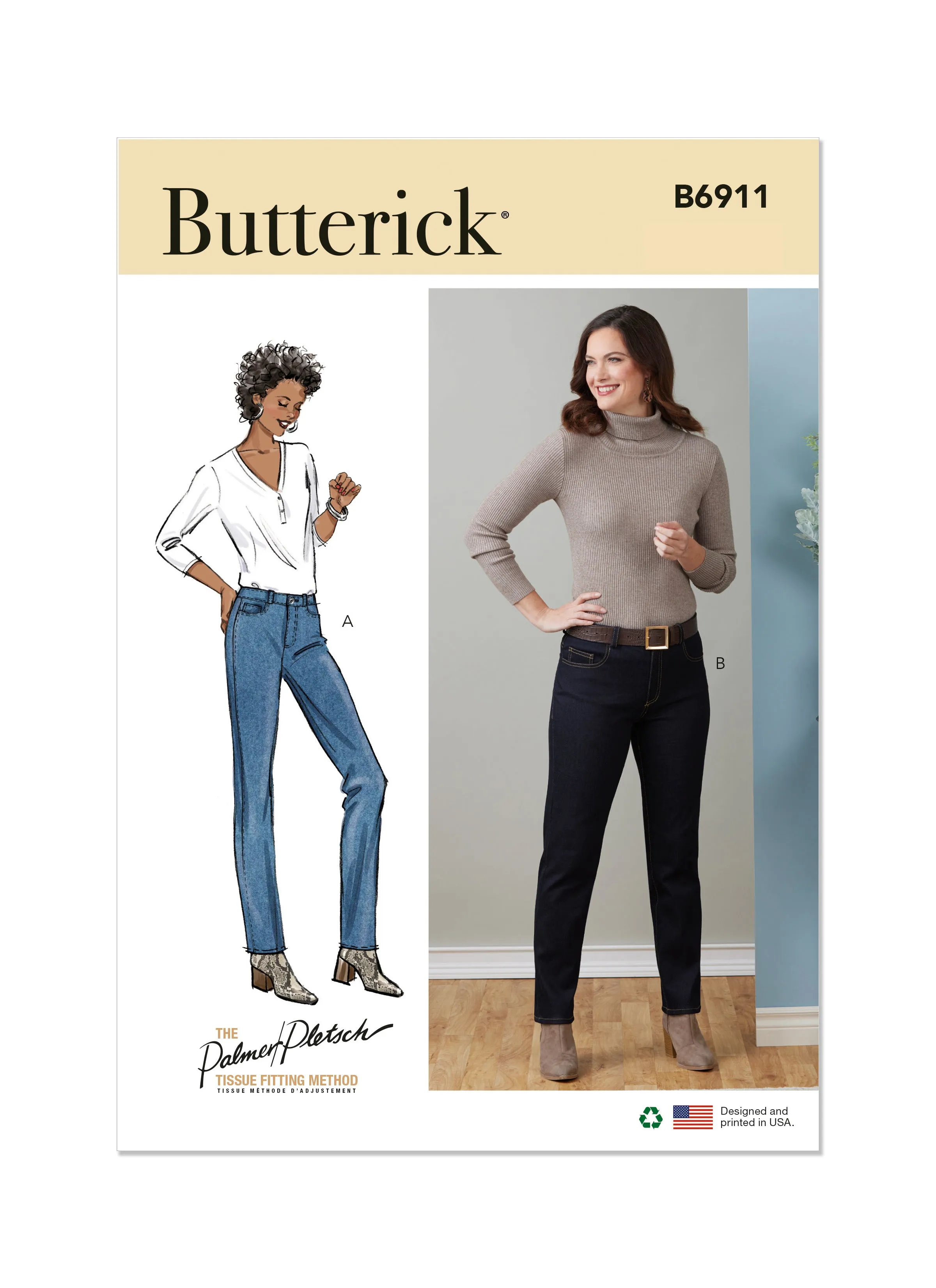 Butterick sewing pattern 6911 Misses' Jeans by Palmer/Pletsch