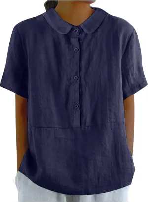 Button Down Shirts for Women Sleeve Button Down Up Shirt Casual Collared V Neck Tops Shirts Cotton Shirts for Women