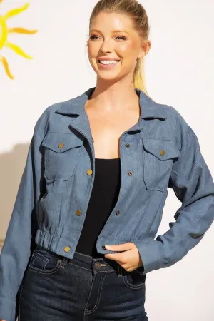 Button Up Corduroy Crop Jacket