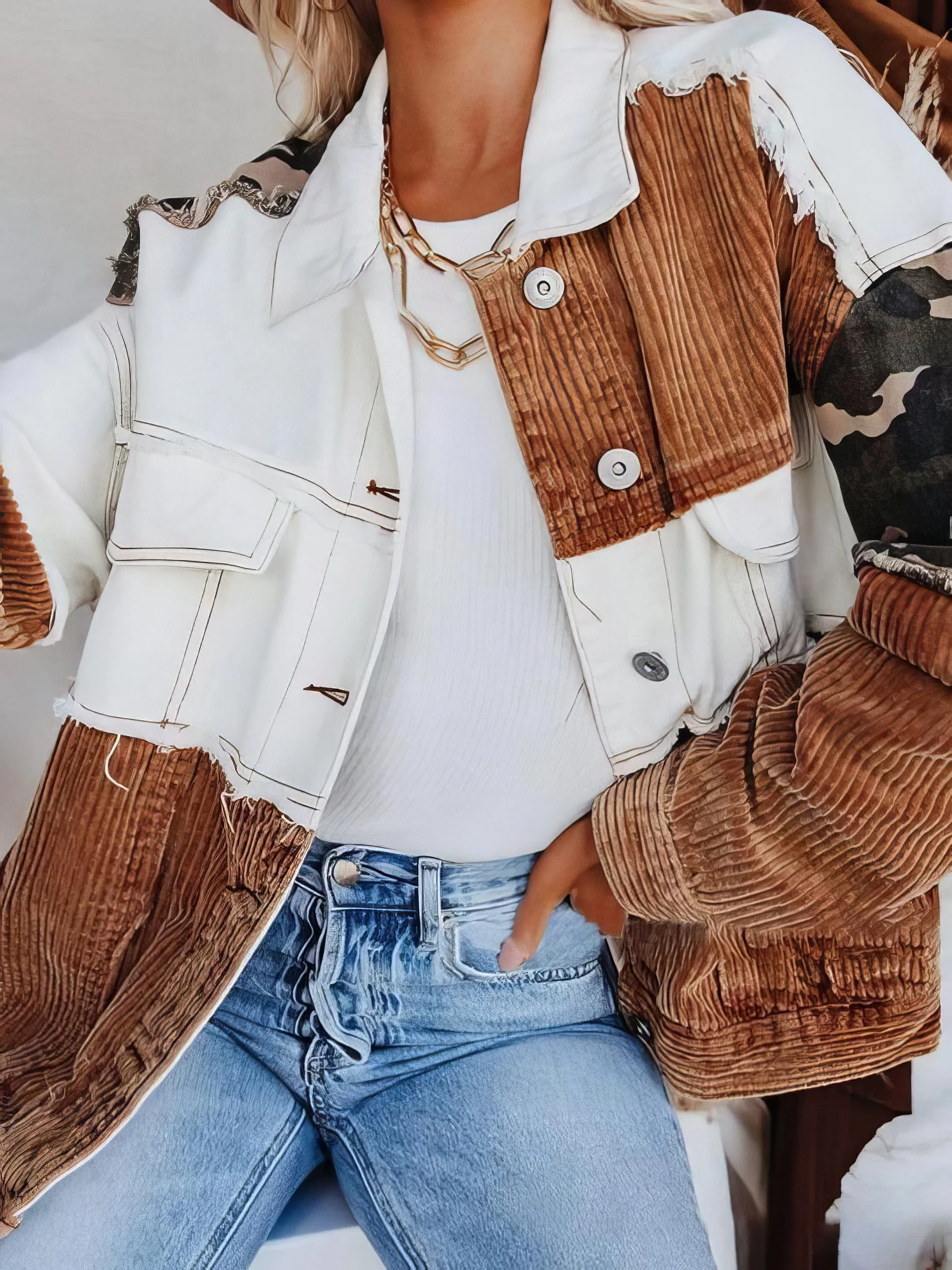 Button-Up Plaid and Corduroy Blend