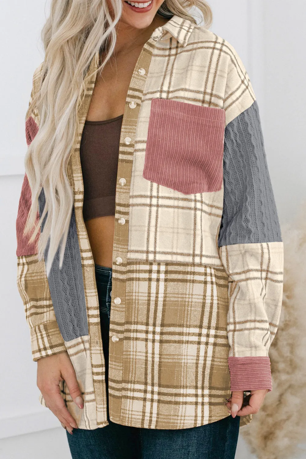 Button-Up Plaid and Corduroy Blend