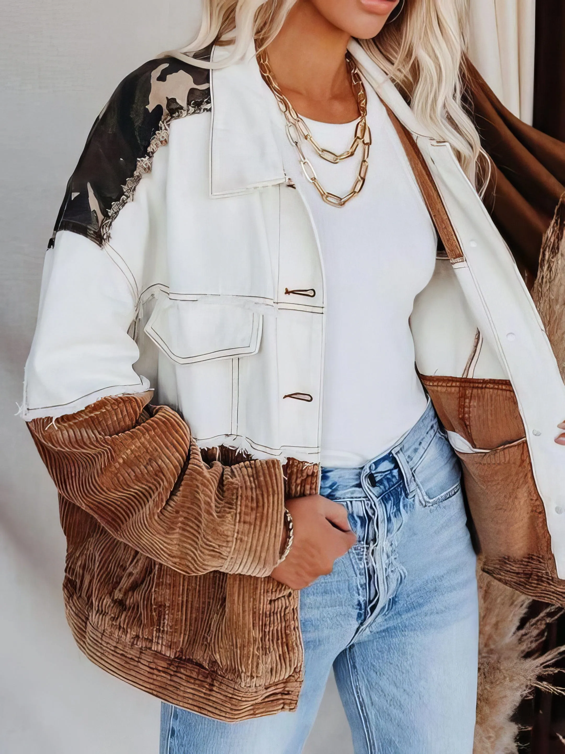 Button-Up Plaid and Corduroy Blend