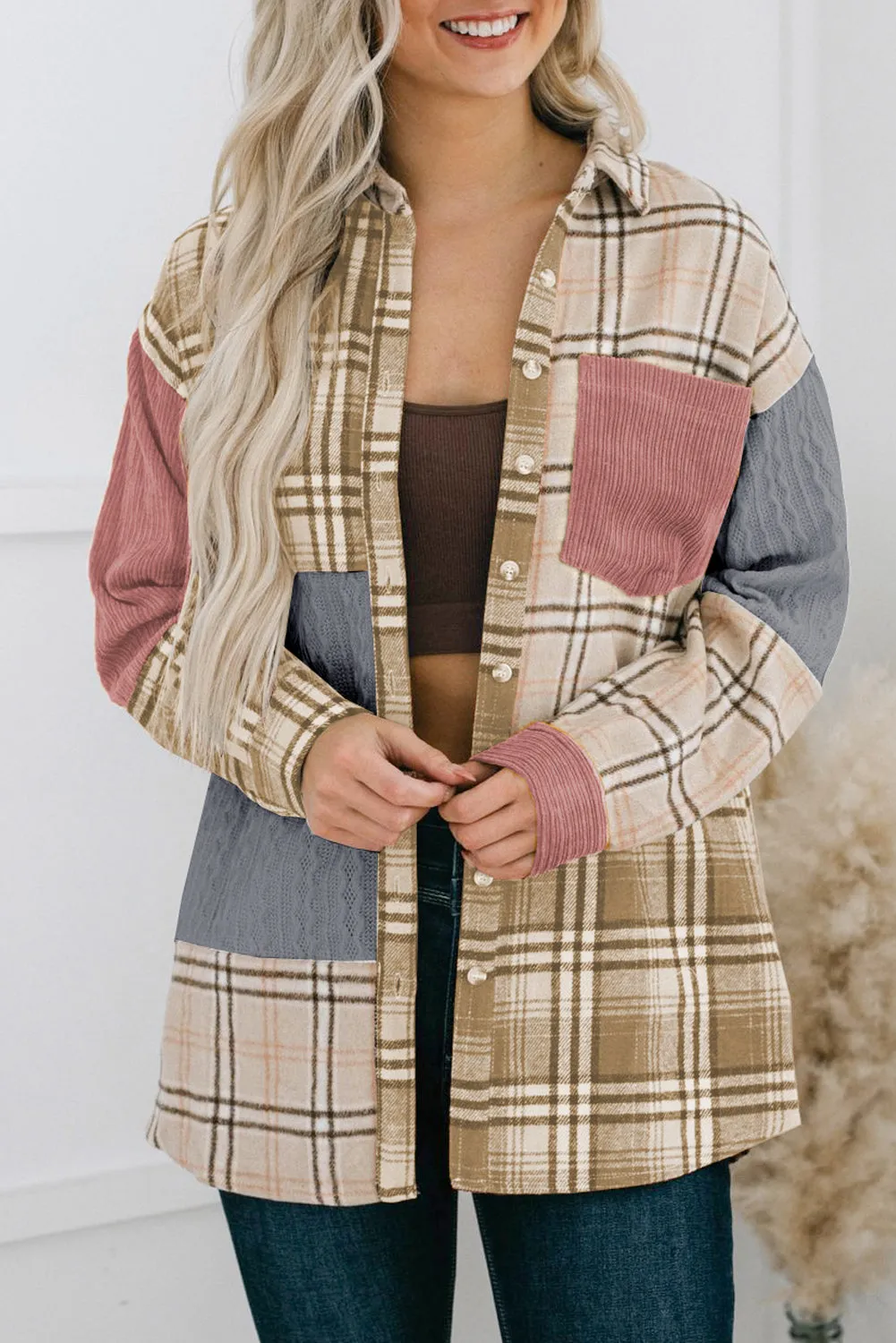 Button-Up Plaid and Corduroy Blend