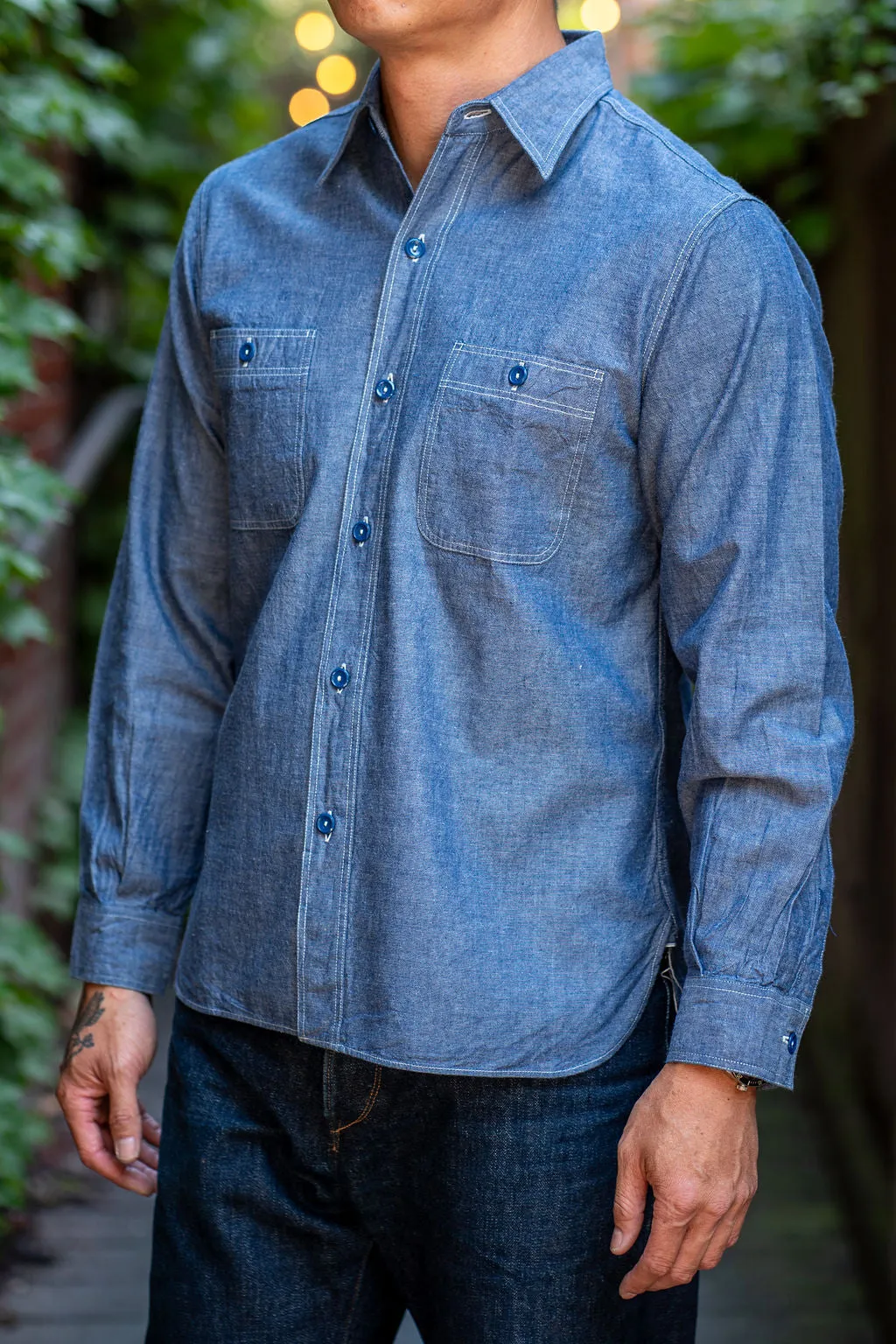 Buzz Rickson's BR25995 Chambray Work Shirt - Blue