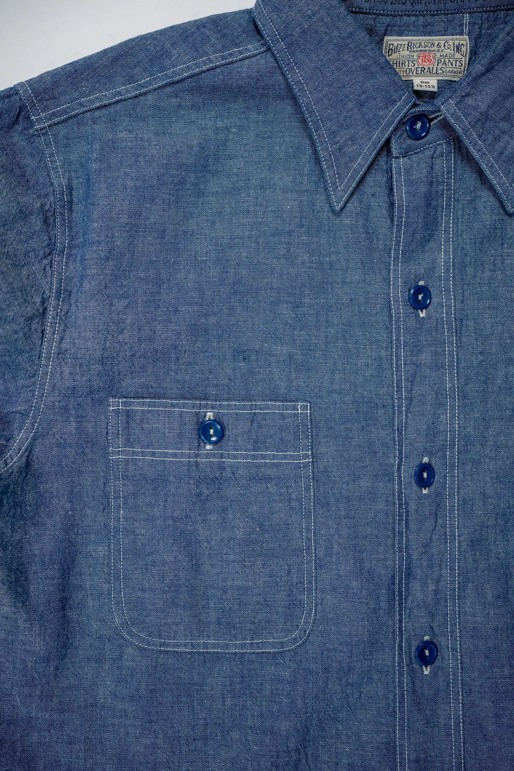 Buzz Rickson's BR25995 Chambray Work Shirt - Blue