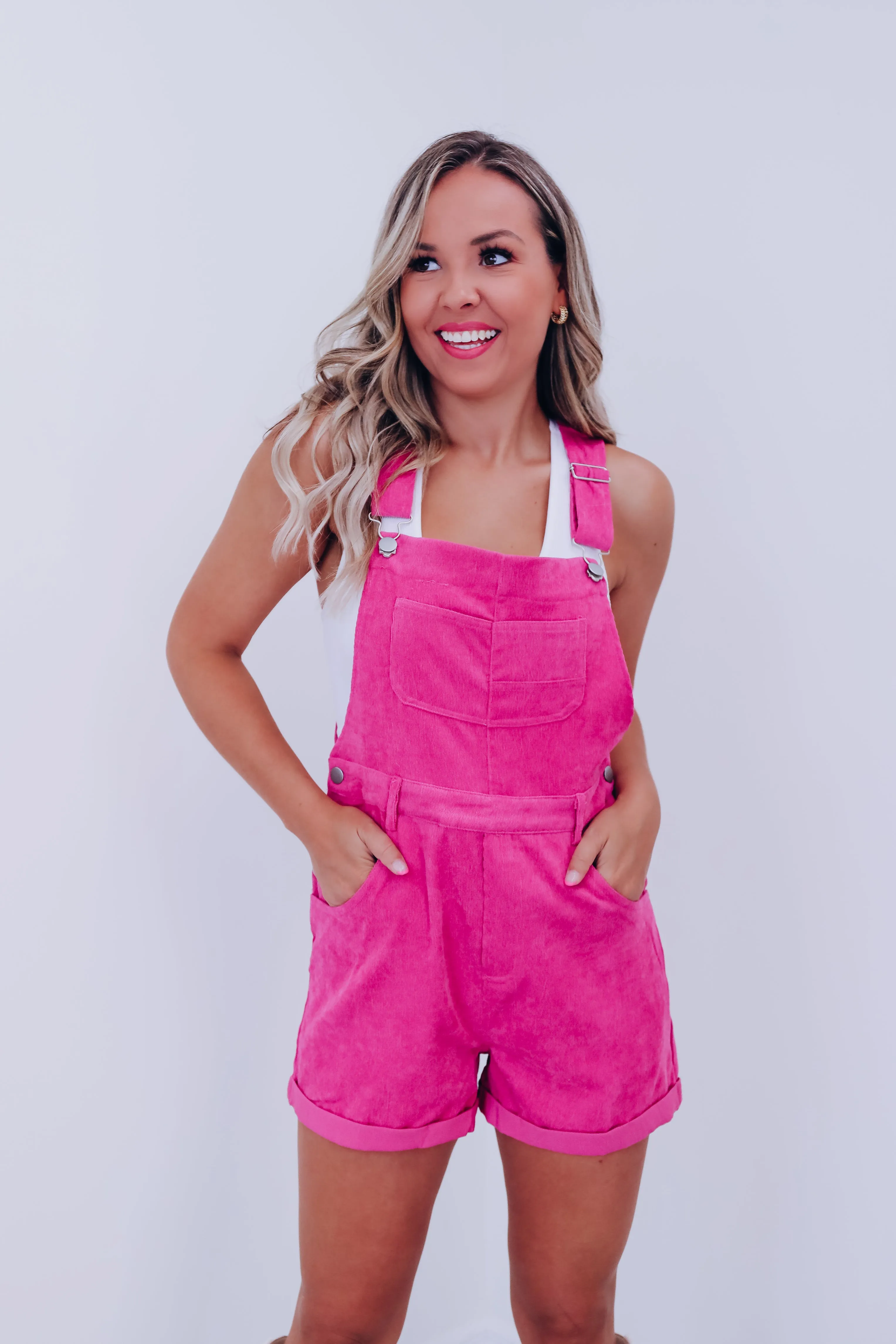 Cali Corduroy Overalls - Pink