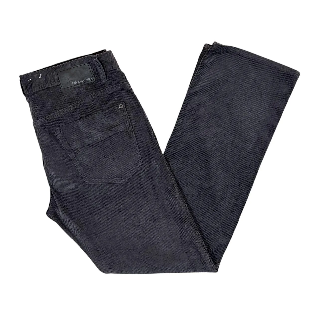 CALVIN KLEIN CK JEANS Charcoal Black Corduroy Cord Straight Leg Trousers