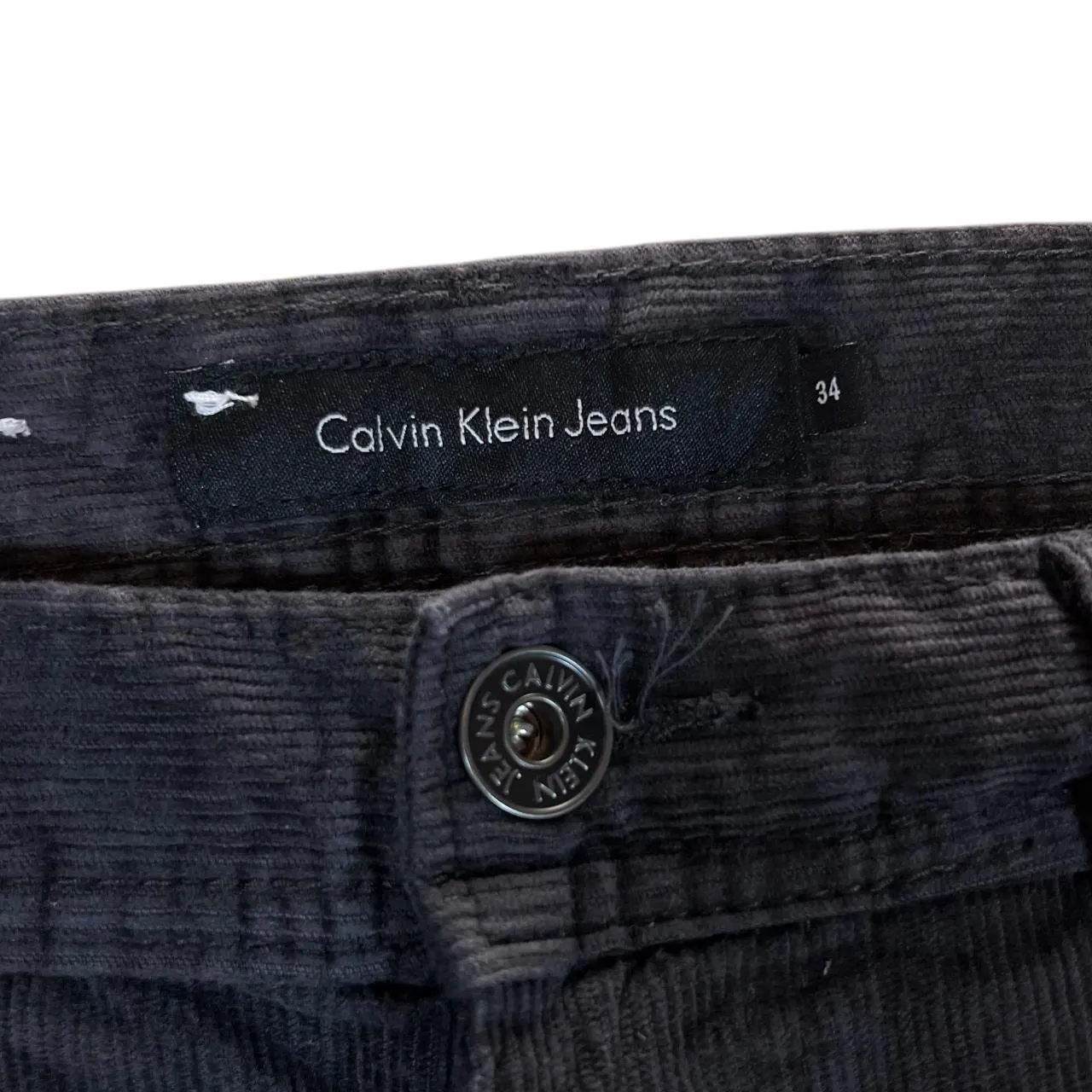 CALVIN KLEIN CK JEANS Charcoal Black Corduroy Cord Straight Leg Trousers