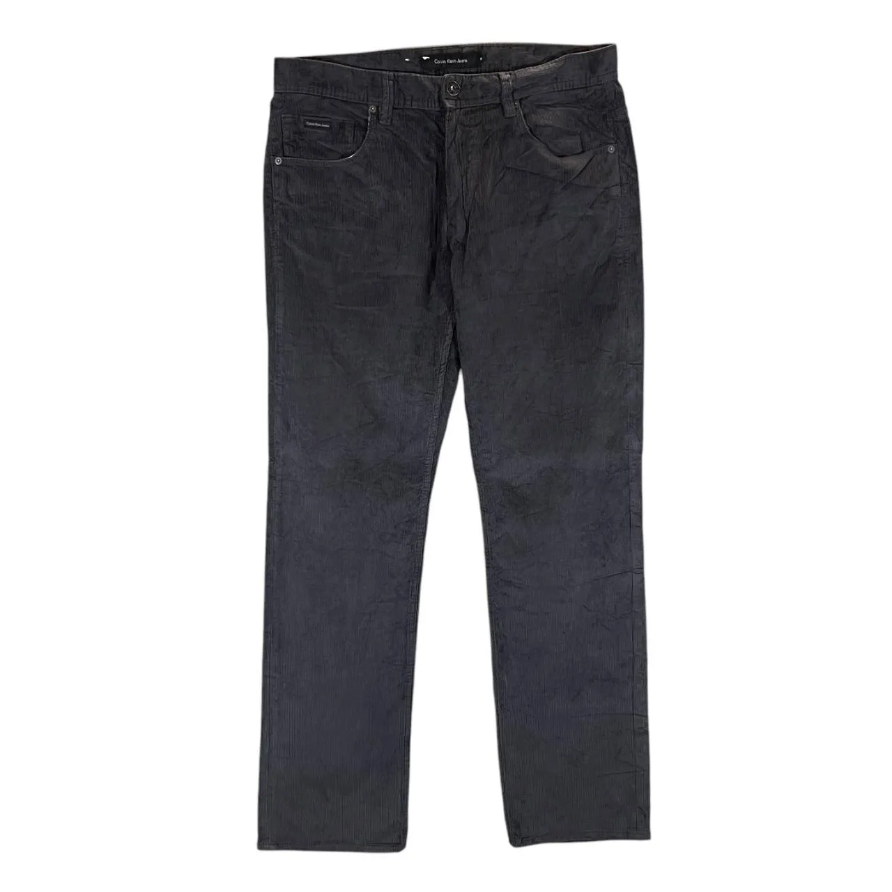 CALVIN KLEIN CK JEANS Charcoal Black Corduroy Cord Straight Leg Trousers