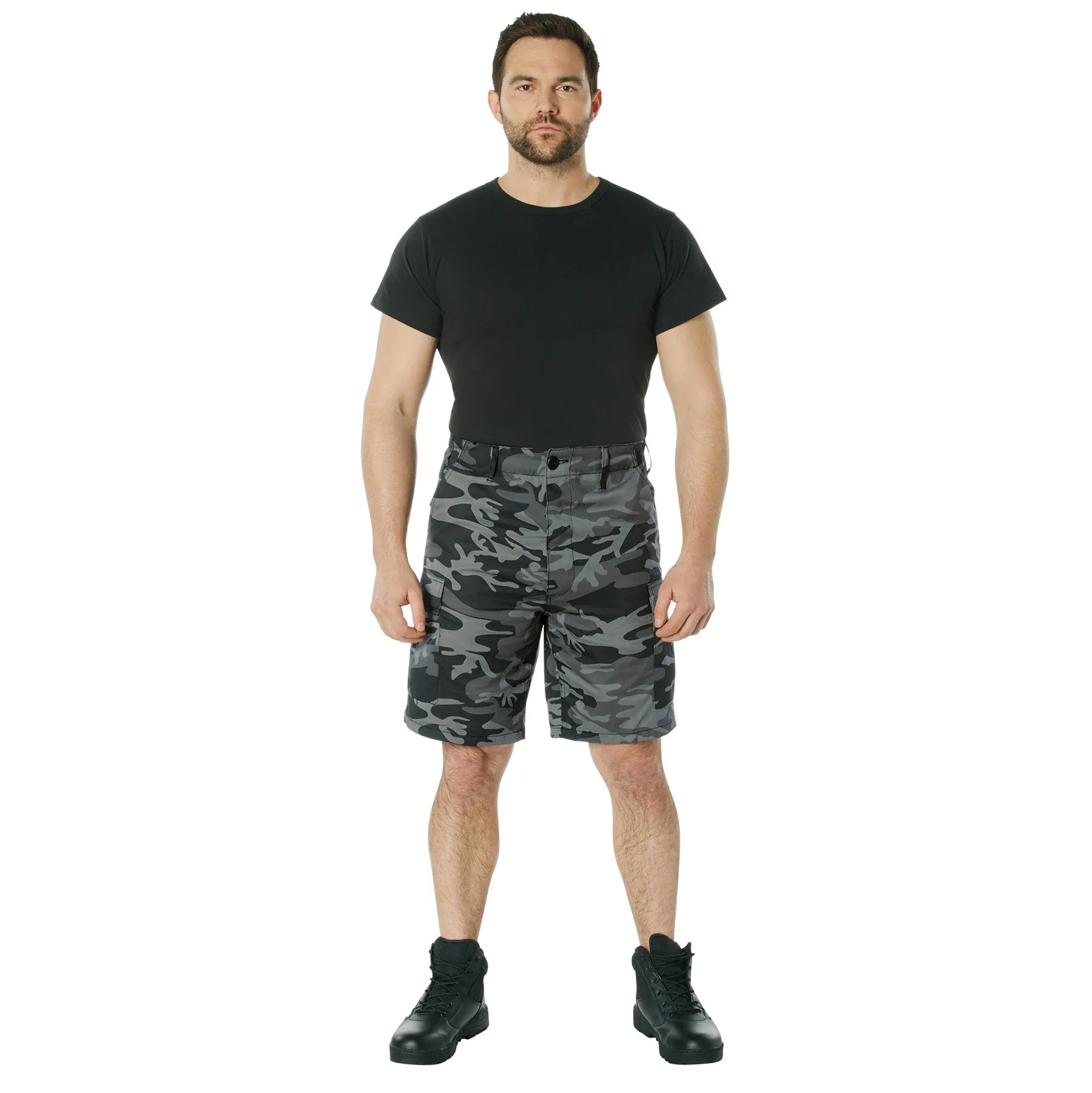 Camo BDU Shorts-Black Camo- Poly/Cotton