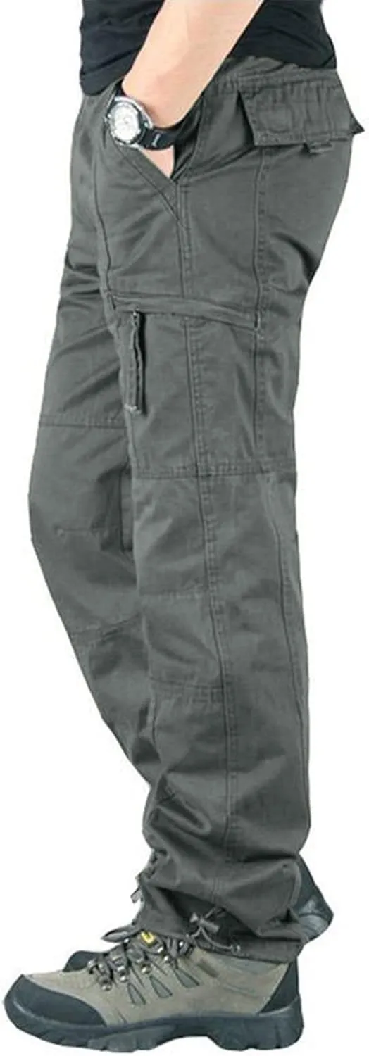 Cargo Pants for Men Relaxed Fit Leg Cargo Pants with Pockets Mens Sweatpants Big and Tall Fleece Lined Cargo Trousers