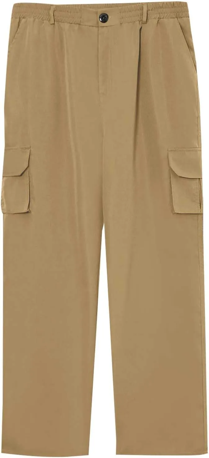 Cargo Pants for Men Relaxed Fit Stretch Construction Work Pants Elastic Waist Ripstop Outdoor Hiking Pants 6 Pockets