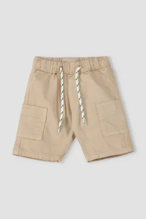 Cargo Poplin Short For Baby Boy - Camel