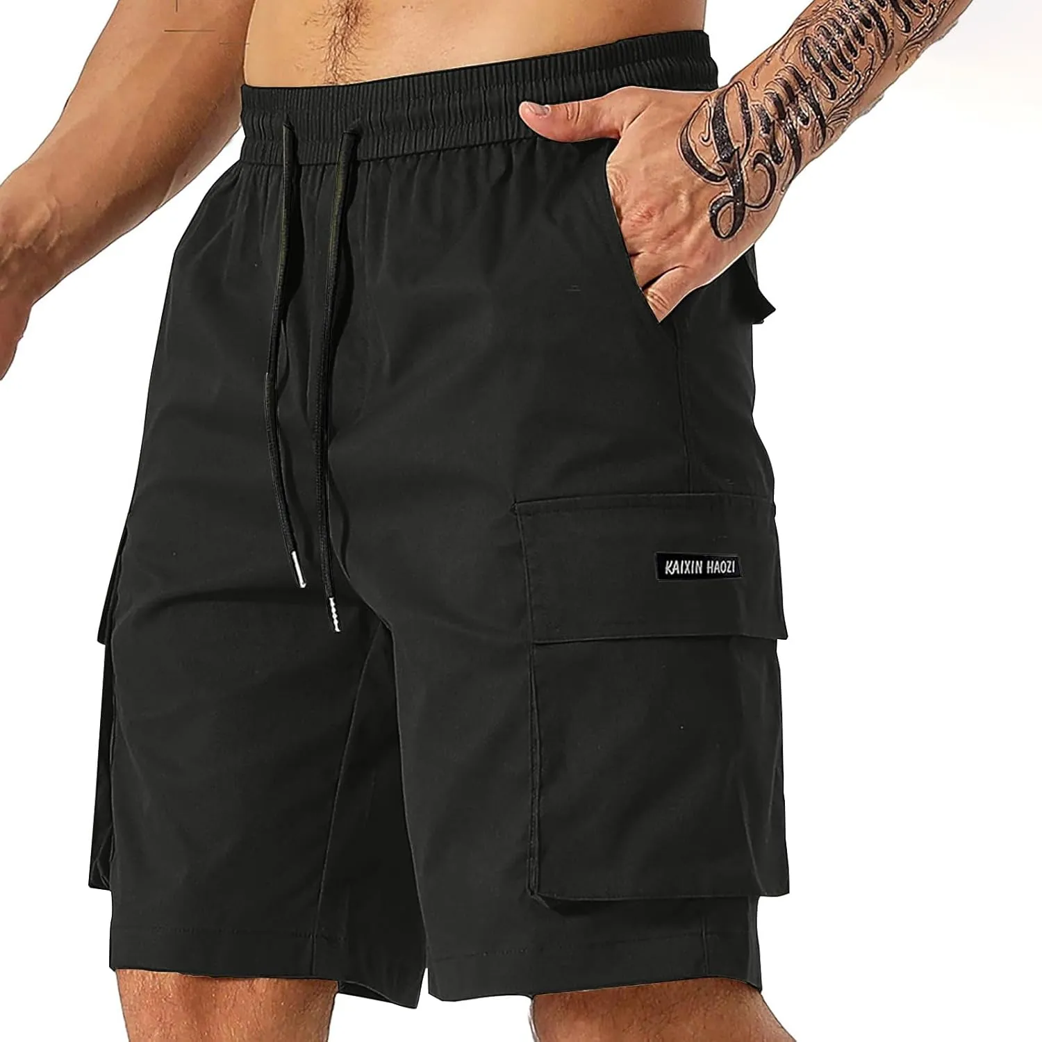 Cargo Shorts Men Drawstring Waist Utility Pocket Shorts for Outdoor Casual Bermudas or Daily Function Wear Golf