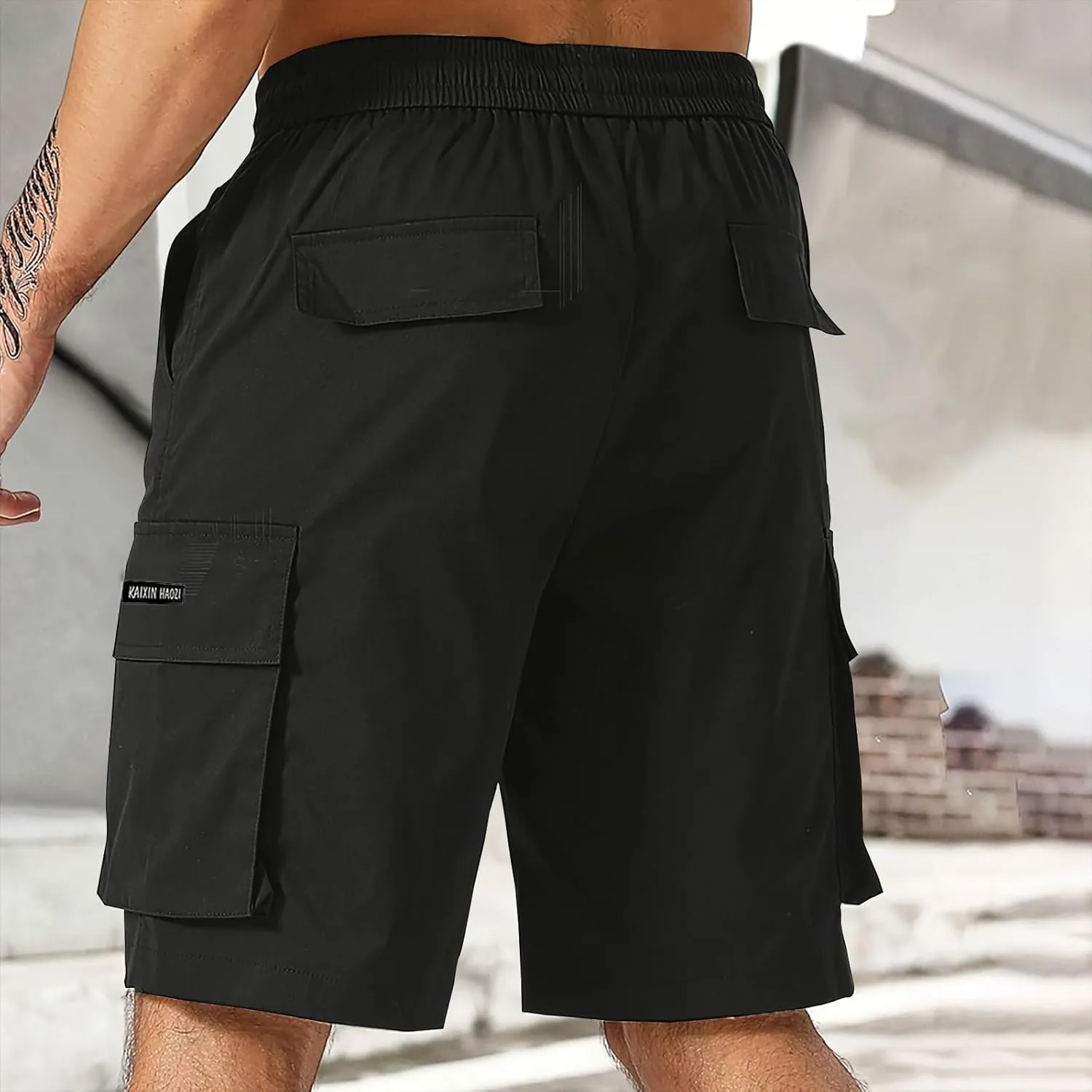 Cargo Shorts Men Drawstring Waist Utility Pocket Shorts for Outdoor Casual Bermudas or Daily Function Wear Golf