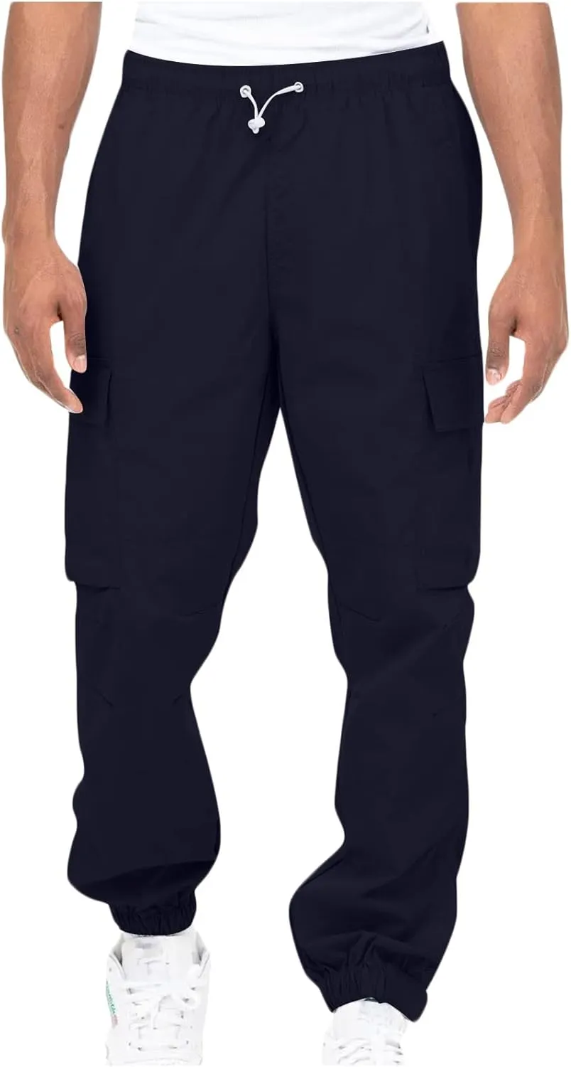 Cargo Sweatpants for Men Casual Fitness Drawstring Cargo Pants Workout Joggers Trousers Outdoor with Mutil Pockets