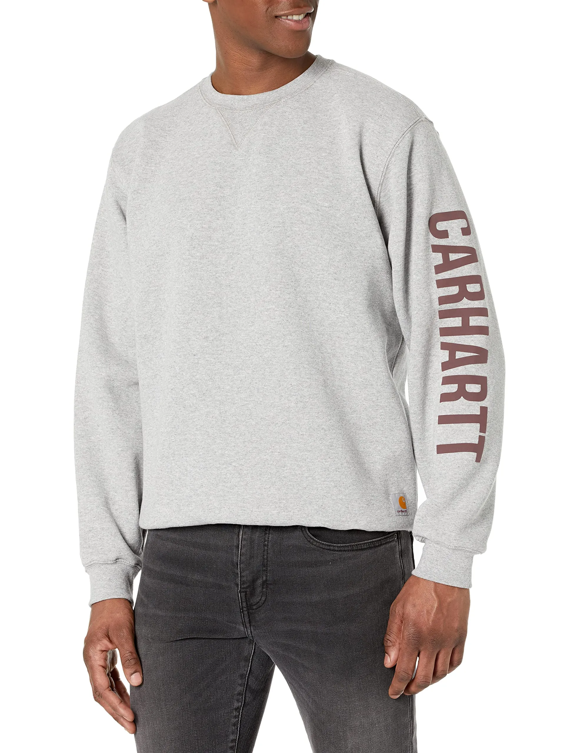 Carhartt 105444 Men's Loose Fit Midweight Crewneck Logo Sleeve Graphic Sweatshirt