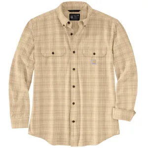 'Carhartt' Men's Loose Fit Midweight Chambray Plaid Button Down - Oat Milk