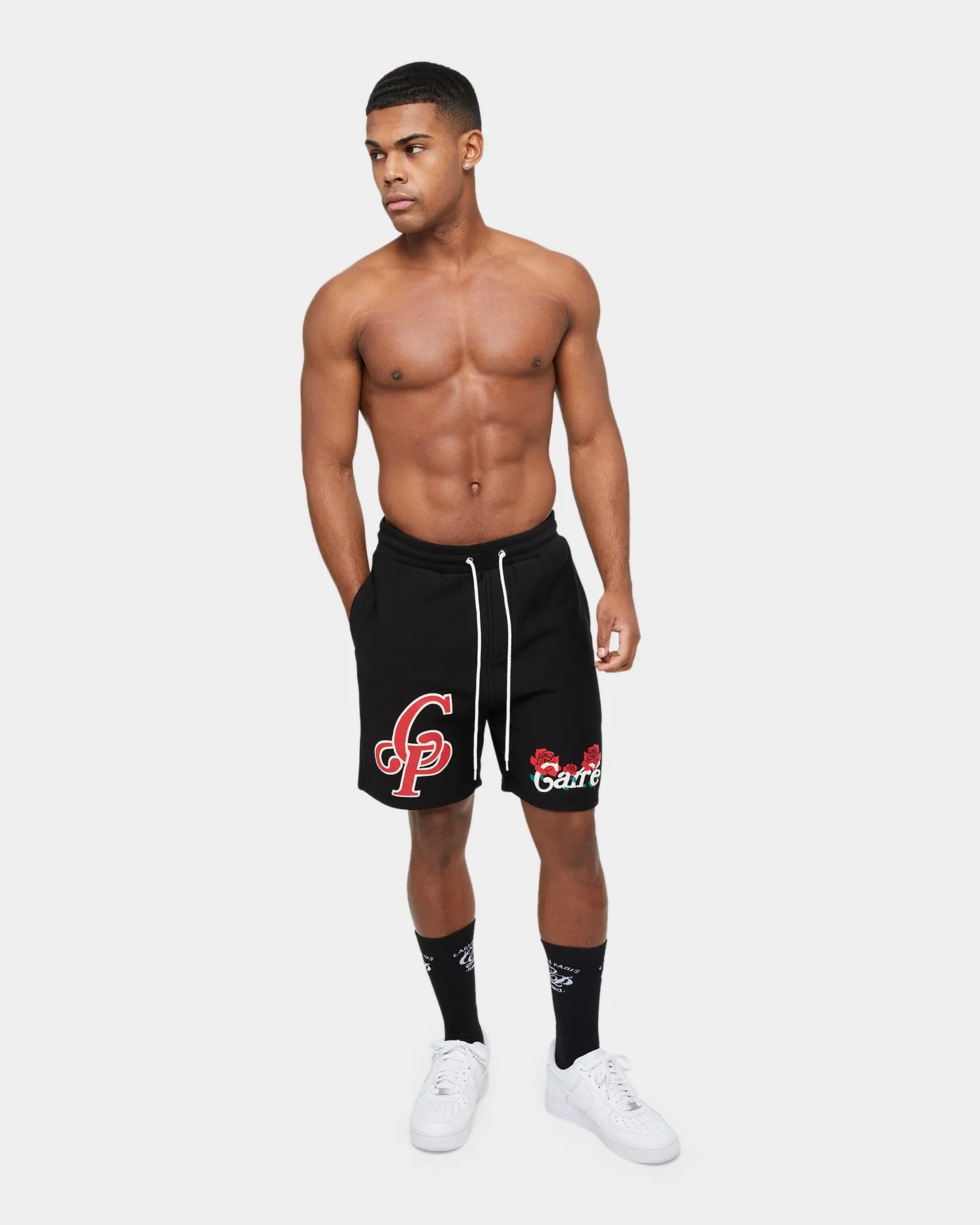 Carre Volle Rose Sweat Shorts Washed Black