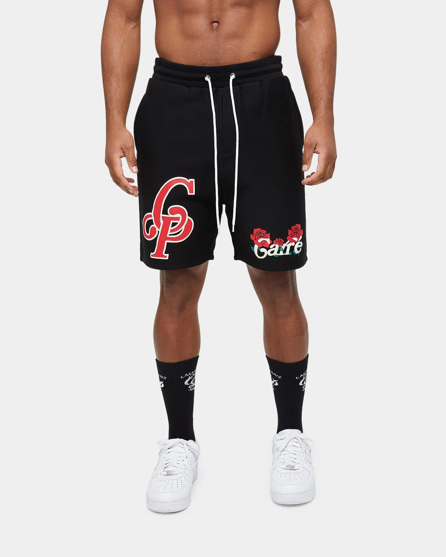 Carre Volle Rose Sweat Shorts Washed Black