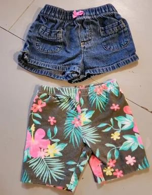 Carters denim & Hawaiian shorts - size Kids Clothing:        12 Months