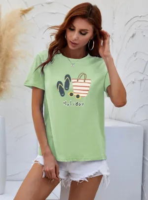 Cartoon Round Neck Top T-Shirt