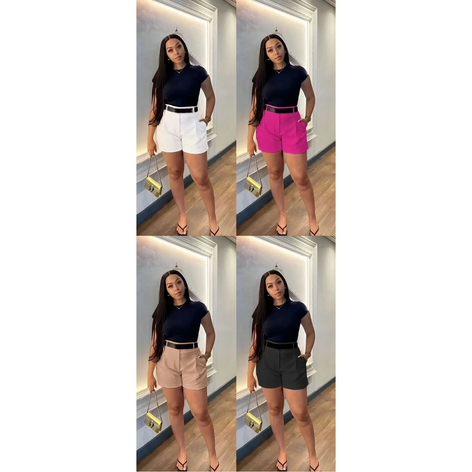 Casual Cargo Shorts High Waist Pants.
