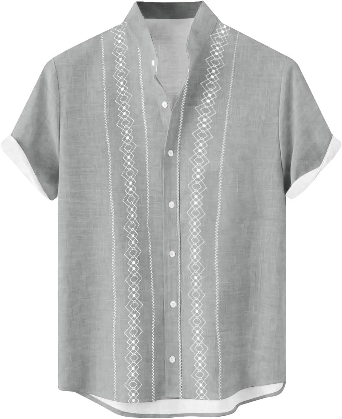 Casual Cotton Linen Guayabera Tropical Shirts for Men Short Sleeve Button Down Vintage Hippie Beach Pocket Shirt