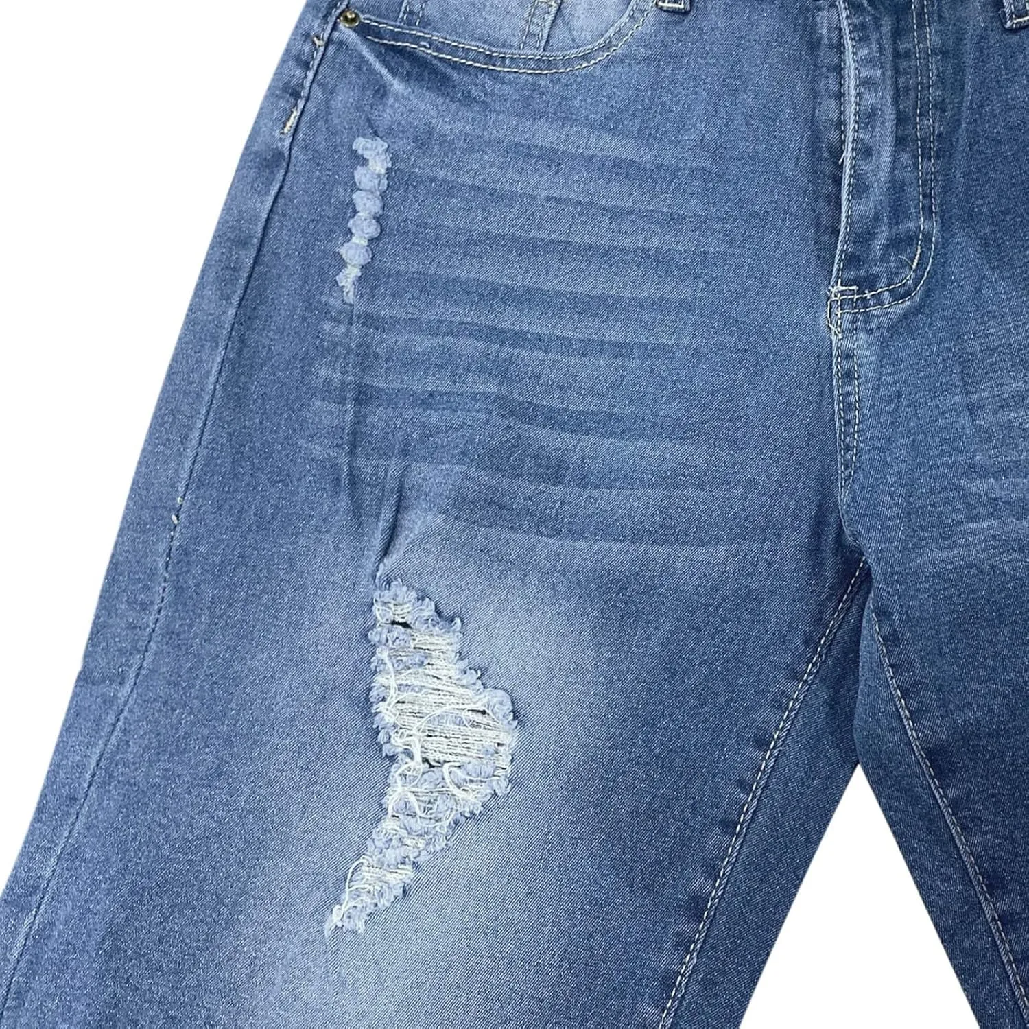 Casual Jean Shorts for Women Distressed Ripped Denim Jean Shorts High Waisted Stretchy Rolled Hem Denim Shorts Biker Shorts