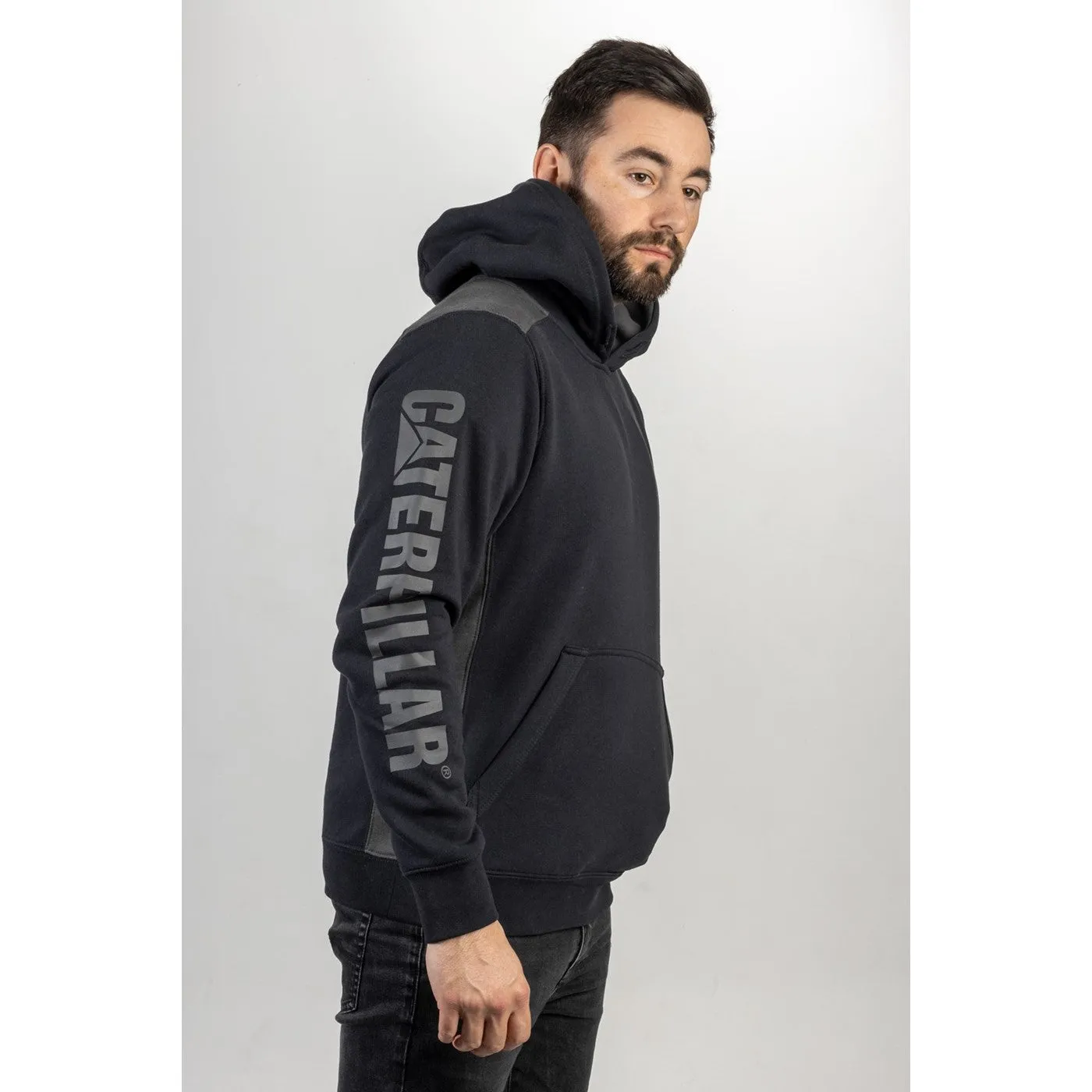 Caterpillar Logo Panel Hooded Sweatshirt  Navy