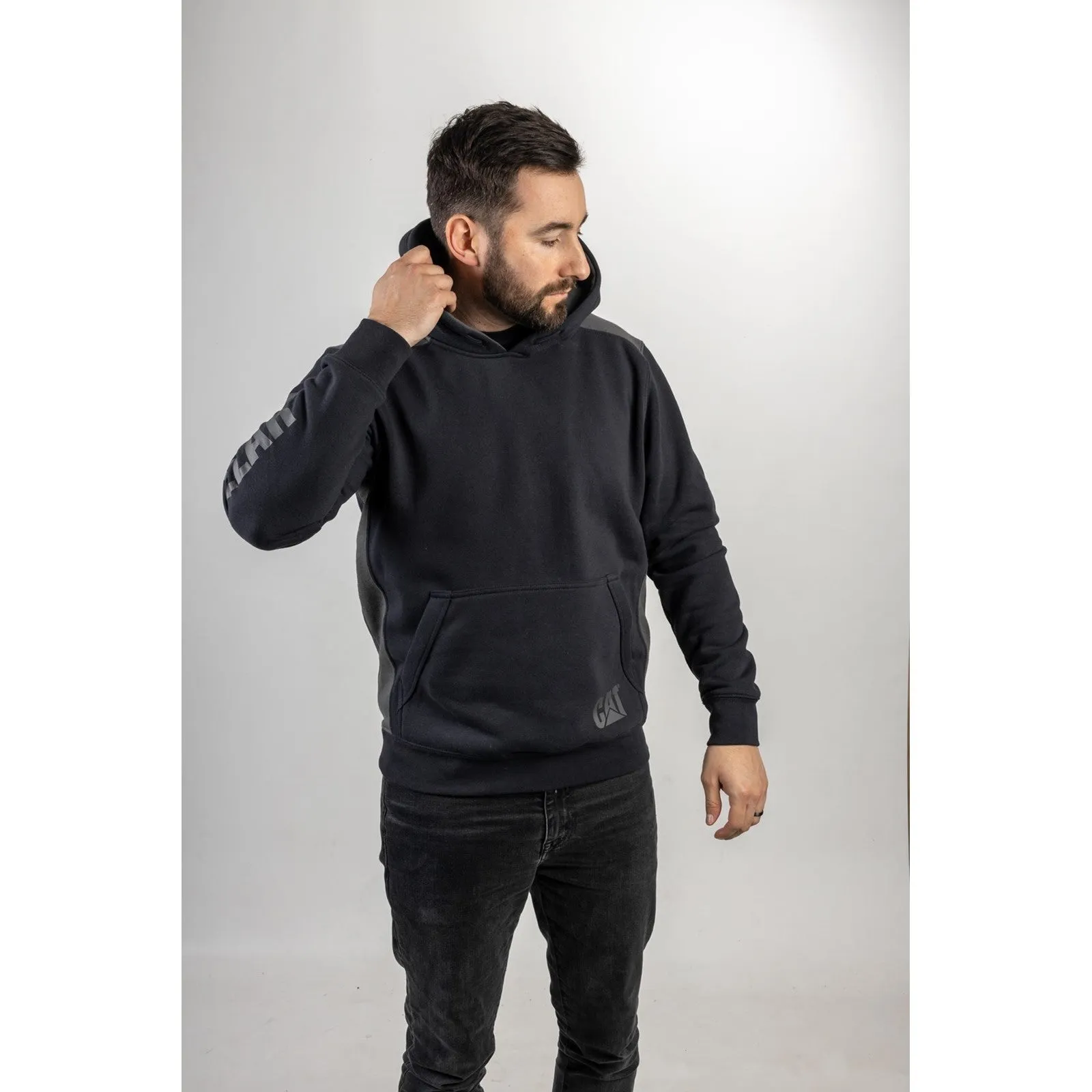 Caterpillar Logo Panel Hooded Sweatshirt  Navy
